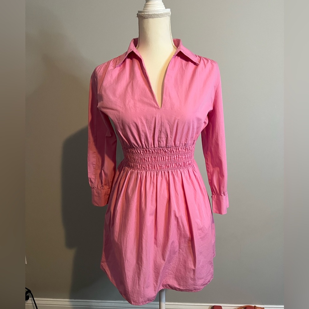 Zara * Pink Short Poplin Dress Long Sleeve Womens Size Small - Picture 2 of 6